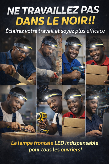 🔦 Lampe Frontale LED avec Détecteur de Mouvement ultra pratique resiste à l eau livraison gratuite partout